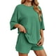 thumbnail image 1 of Conjunto deportivo para mujer: camiseta de cuello redondo y pantalones cortos deportivos. Poliéster transpirable. Lavable a máquina. Primavera/verano. XS-XXXXL., 1 of 7