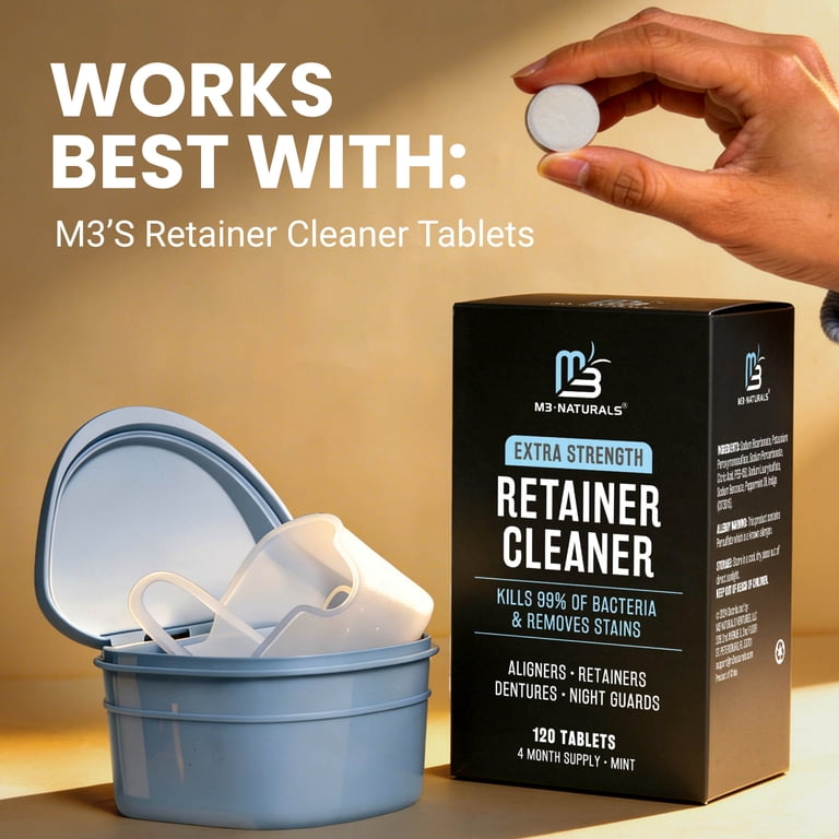 M3 Naturals Denture Bath Case & Retainer Case, Blue photo 6