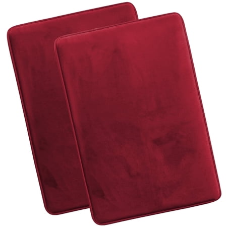 Nestl Set of 2 Absorbent Memory Foam Bath Mat Set Bathroom Rugs Red Large 20 x32