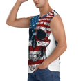 thumbnail image 3 of Fotbe American Flag Skull Men's Camiseta sin Mangas Estampada para Hombres, Playera Casual para Gimnasio, Entrenamiento, Playa-X-Large, 3 of 7