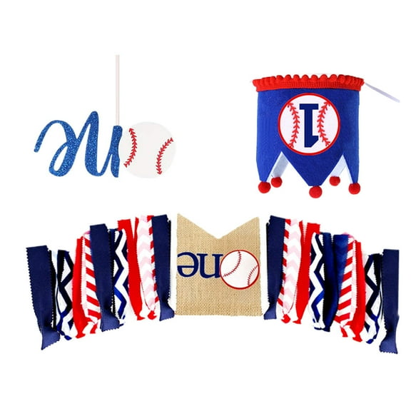 HEMOTON 3 PCS/Set Baseball Theme Decoration Props First Day Banner Baby