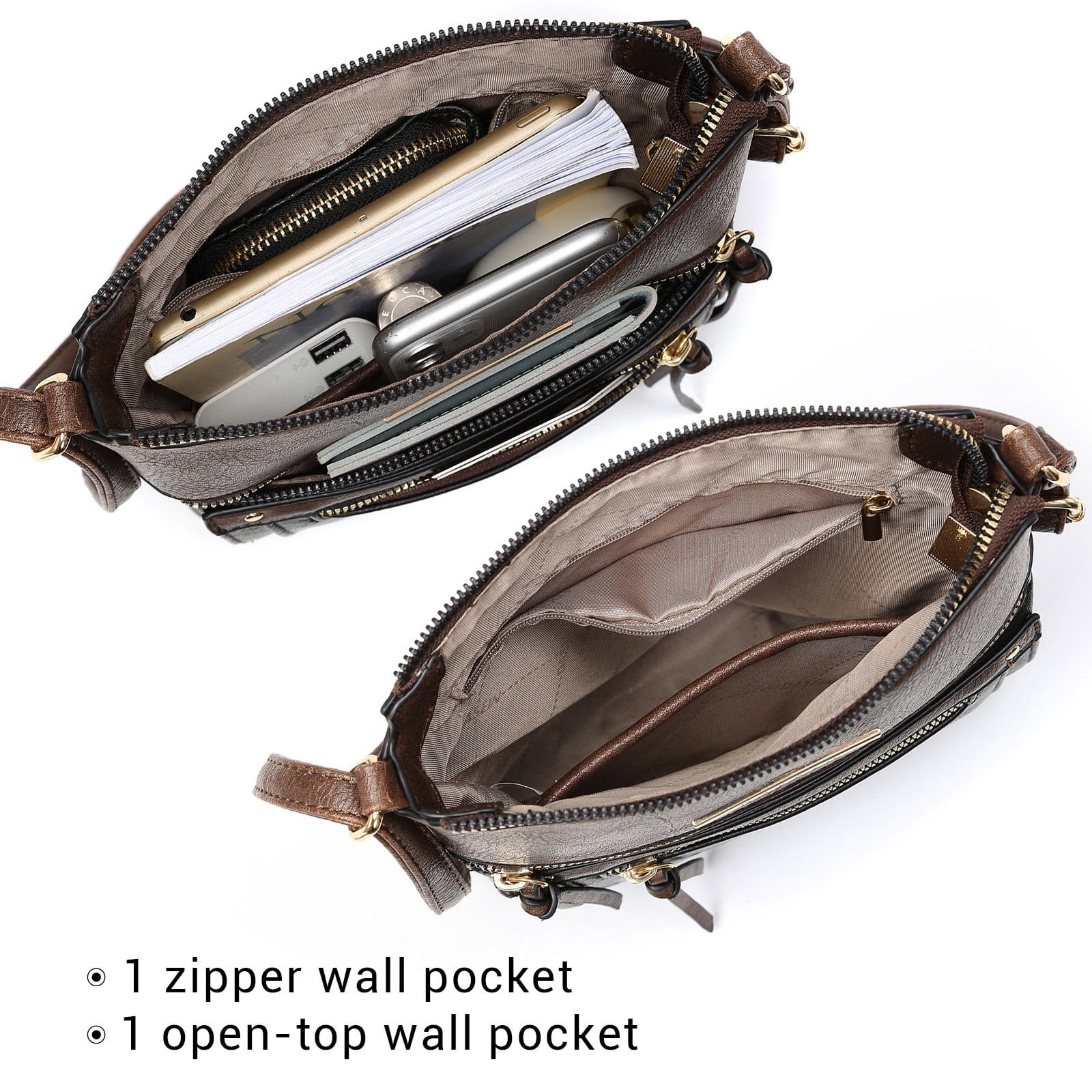 Lightweight Crossbody Bags for Women Shoulder Bag Purse Vegan Leather Soft Travel Handbag with Multi Pockets
