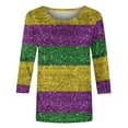 thumbnail image 3 of DDAPJ pyju Mardi Gras 3/4 Sleeve Shirts for Women Carnival Mask Graphic Tees New Orleans Party Tops Holiday Parade T-shirt Multicolor L, 3 of 4