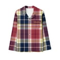 thumbnail image 6 of Diufon 2 Piece Sleepshirt Suits for Women Plaid Pajamas Set Wide Leg Nightwear Pant with Lapel Shirt Top (Small, Red), 6 of 6