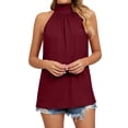 thumbnail image 3 of STARVNC Women Lace Up High Neck Sleeveless Pleated Top, 3 of 7