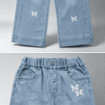 thumbnail image 5 of Ruyang Girls Star Patch Jeans Cute Wide Leg Y2K Loose Denim Pants Teens Baggy Elastic High Waist Jeans Preppy Trousers, 5 of 7