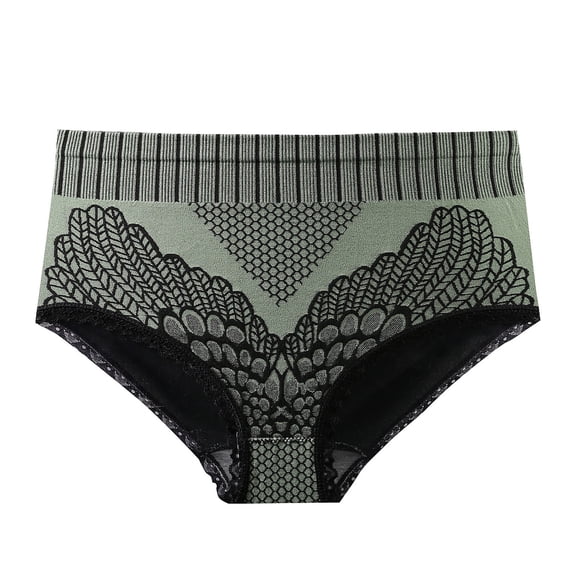 Odeerbi Womens Underwear Seamless Briefs Color Lace Edge High Waisted Shorts Shapewear Tummy Control Panties Green