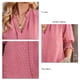 thumbnail image 4 of Blusa de media manga con farol para mujer, cuello en V, camisas fluidas, color puro, informal, lindo punto, 4 of 6