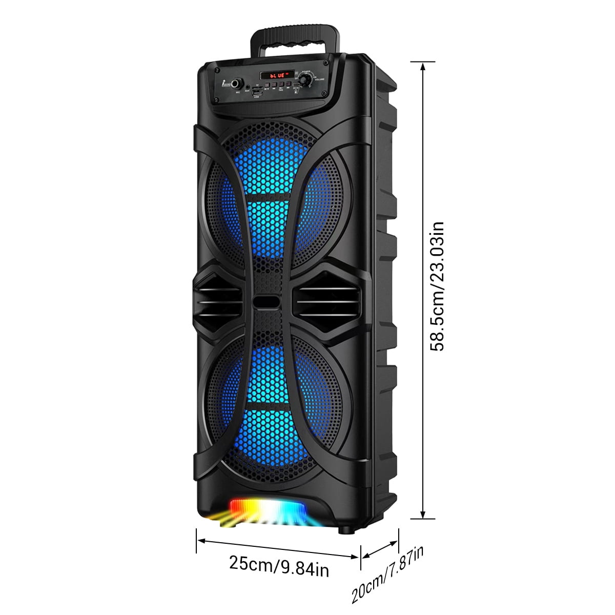 Dual 8" Portable Bluetooth Speaker Subwoofer Heavy Bass Sound PA System  AUX/FM/TWS/TF