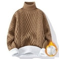 thumbnail image 2 of Pulls pour Femmes 2025 Col Roulé Manches Longues Doublé Polaire Épais Chandail en Tricot Torsadé, 2 of 4