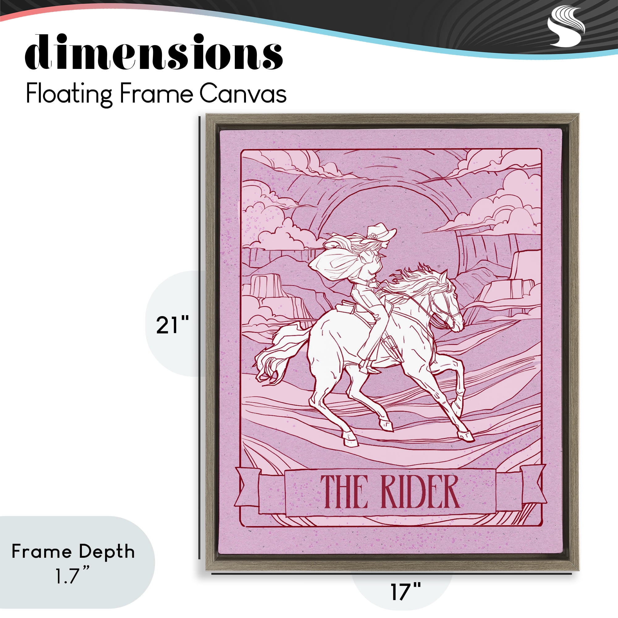 Stupell Industries Cowgirl Rider Tarot Card Brown Framed Floater Canvas Wall Art, design by Ziwei Li