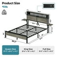thumbnail image 6 of Bestier Queen Size Platform Bed Frame with Wood Foldable Bedside Shelves and LED Storage Headboard Charge Station, Gray, 6 of 10