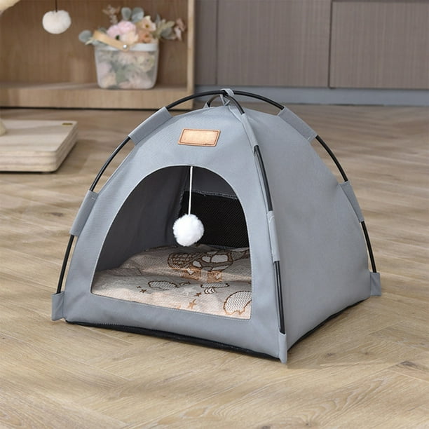 Tienda de campaña semicerrada para mascotas de cuatro estaciones para acampar y hacer senderismo, para perros pequeños, gatos, tienda de campaña de peluche, casa para perros, lavable e impermeable, ca