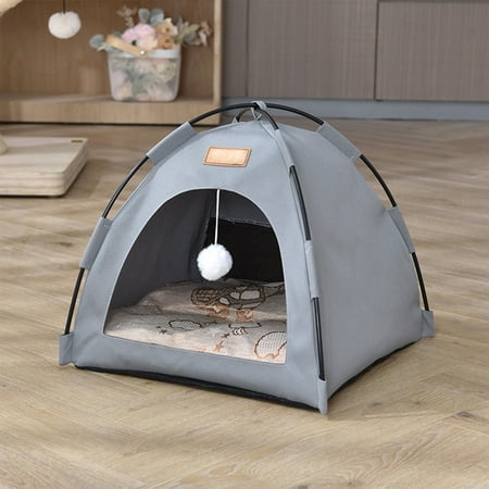 Cat Tent Foldable Indoor Outdoor With Thick Mat Cat Tent With Pad Pet Tent Nest Summer Outdoor Pet Tent Cat Tent Bed For Indoor Cats Gray 16x16in