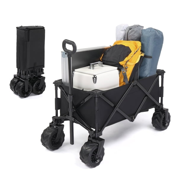 Zimtown Carro Plegable Carro Plegable Carro Utilitario de Servicio Pesado con Ruedas Todo Terreno,Negro
