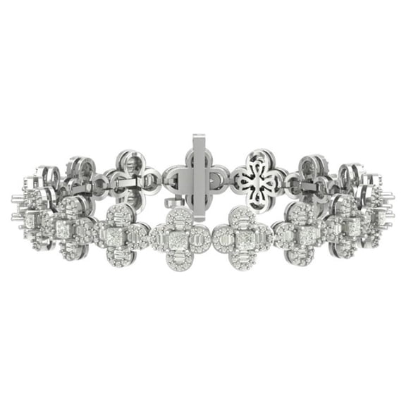 ARAIYA JEWELRY 14k White Gold Diamond Flower Bracelet (6 3/4 Cttw, I-J/ I2-I3), 7"