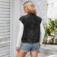 thumbnail image 4 of SWSMCLT Women's Denim Vest Vintage Top Summer Outwear Vest Outfit Travel Pocket Fashion Loose Thin Slimming Button Black Small, 4 of 5