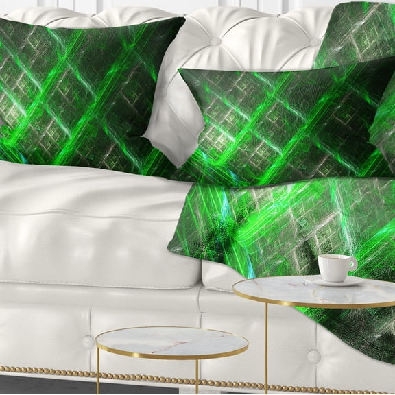 Designart Green Abstract Metal Grill - Abstract Throw Pillow - 12x20