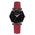 thumbnail image 1 of Reloj de pulsera de cuarzo con correa de cuero PU y esfera geométrica para mujer de moda (rojo), 1 of 3