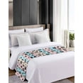 thumbnail image 4 of Xipuska Pink Blue Paw Print Bed Runners for Twin Size Bed, Decorative Bed Throws for Foot of Bed, Vintage Farmhouse Rustic Wooden Grain Bed Runner Sofa Throw Bedding Scarf Slipcover for Bedroom, 4 of 6