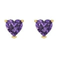 thumbnail image 3 of 1 Ct Heart Cut Studs Purple Alexandrite 14K Yellow Solid Solid Gold Everyday Dainty Earrings Screw Back, 3 of 7