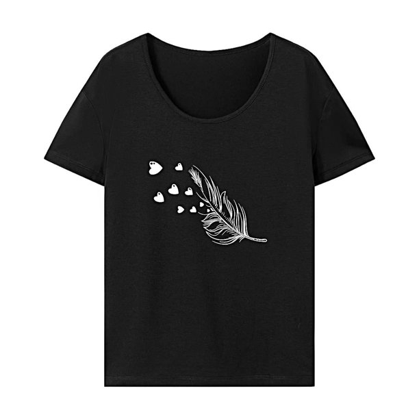 Camiseta para mujer de verano de ajuste regular con cuello redondo para ir de compras en la playa L