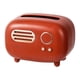 thumbnail image 1 of Soporte para caja de pañuelos, soporte para pañuelos con patrón de radio retro, bonita cubierta para caja de pañuelos, servilleta de papel, 19,7x13,2x13,8 cm(rojo), 1 of 5