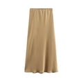 thumbnail image 2 of Women Fashion Satin Solid Pleated Midi Skirt Vintage Mid Elastic Waist Female Chic Lady Skirts, 2 of 7