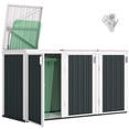 thumbnail image 1 of Outsunny 7.3 x 2.8ft Garbage Bin Shed for 3 Trash Can, White, 1 of 10