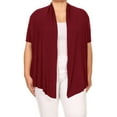 thumbnail image 2 of Women's Plus Size Casual Short Sleeve Loose Fit Solid Draped Open Cardigan (Pack of 2), 2 of 5