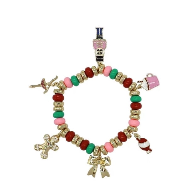 Holiday Time Christmas Multicolor Beaded Stretch Bracelet