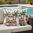 thumbnail image 4 of Christmas Outdoor Waterproof Pillow Covers, Coastal Santa Claus Ocecan Beach Cocount Tree Decorative Square Throw Pillowcase Sofa Cushion Sham for Patio/Couch/Chair, 26"x26" 2 Pack, 4 of 8