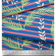 thumbnail image 2 of Soimoi Blue Cotton Voile Fabric Stripe & Palm Leaves Fabric Prints By Yard 42 Inch Wide, 2 of 3