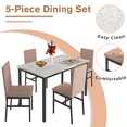 thumbnail image 4 of 5 Piece Dining Set, Modern Dining Table and Chairs Set for 4, Kitchen Counter Height Dining Table Set with 4 Upholstered Chairs, for Small Space, Breakfast Nook, D9265, 4 of 9