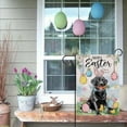 thumbnail image 6 of Happy Easter Black Labrador Dog Decorative Garden Flag, Puppy Eggs Bunny Ears Chick Flowers Yard Outside Decorations, Floral Rabbit Carrot Outdoor Small Burlap Home Decor Double Sided 12 x 18, 6 of 6