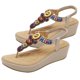 thumbnail image 3 of Retro Shoes For Women Bohemian Wedge Heel Sandals Summer Beach Wear Beige Patent Leather 1Pair, 3 of 4