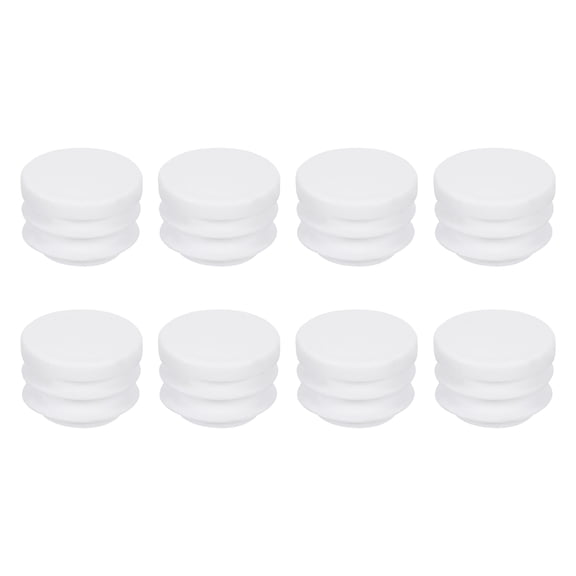 Uxcell 8Pack Round Plastic Hole Plug, 0.75" Dia Rubber End Caps Pipe Tube Inserts End Blanking for Chair Legs Metal Pipe Post Furniture, White