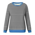 thumbnail image 4 of CLOISE Sweatshirts for Women Striped Color Block Oversized Sweatshirts Crew Neck Long Sleeve Hoodies Shirts Black Basic Tops Fall Tunic Y2k Outfits XL, 4 of 5