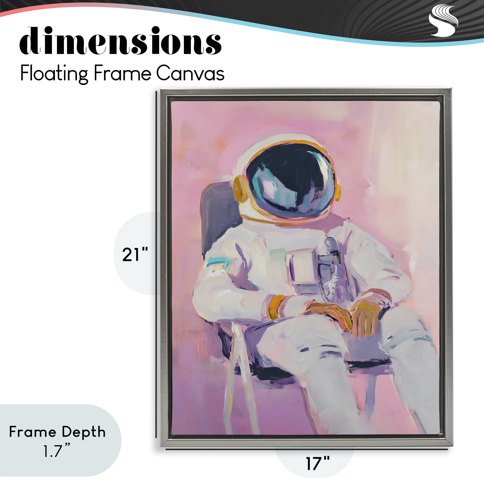 Stupell Industries Resting Astronaut on Chair Gray Framed Floater Canvas Wall Art, design by The Prints Vibe