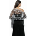 thumbnail image 2 of Women's Sparkling Sequin Deco Wedding Scarf for Bride 1920s Shawls and Wraps for Evening Party Dress, 2 of 6