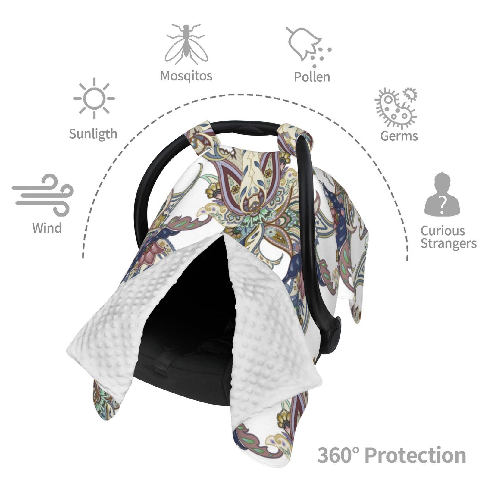 Car Seat Cover Baby - Paisley Pattern No.9022 Breathable Infant Car Seat Cover for Baby Carseat, Lightweight Comfort Baby Essentials Must Haves Newborn Stuff for Girl Boy