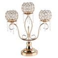 thumbnail image 3 of Portavelas de cristal con 3 brazos, candelabros de mesa candelabros centros de mesa para bodas, comedor, adornos de gabinete, decoración del hogar, 3 of 9