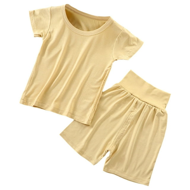 Sunnyoo Pyjama pour Bébé Fille, Haut à Manches Courtes et Short Taille Haute, Tailles 6 m-7 A