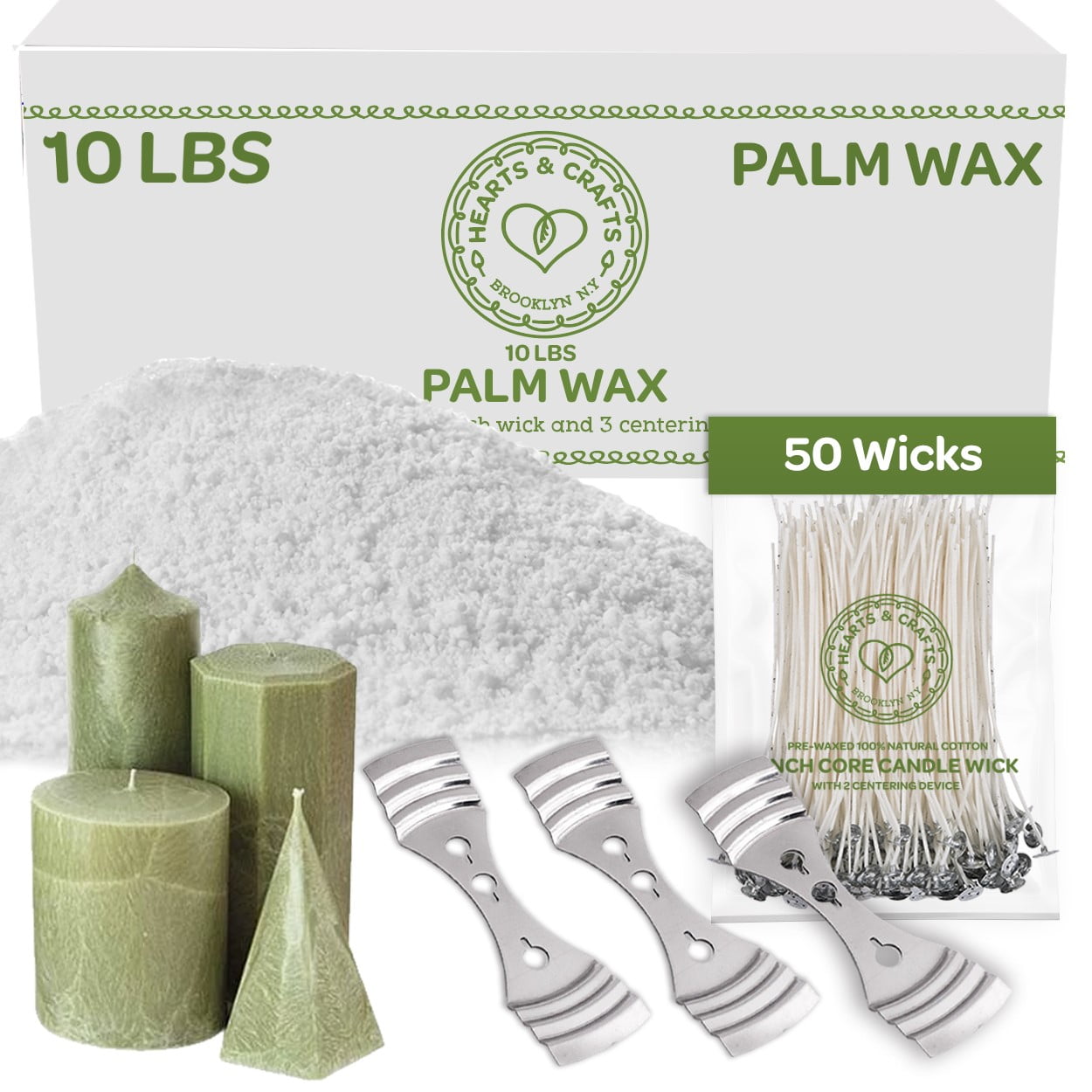 Hearts and Crafts DIY Feathering Palm Wax Candle Making Kit, All