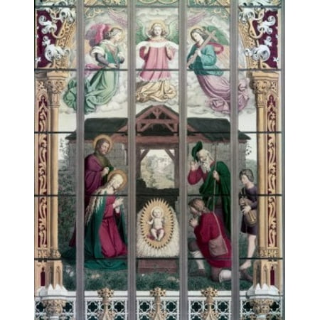 Century Stained Glass - The Birth of Jesus stained glass 19th Century Poster Print