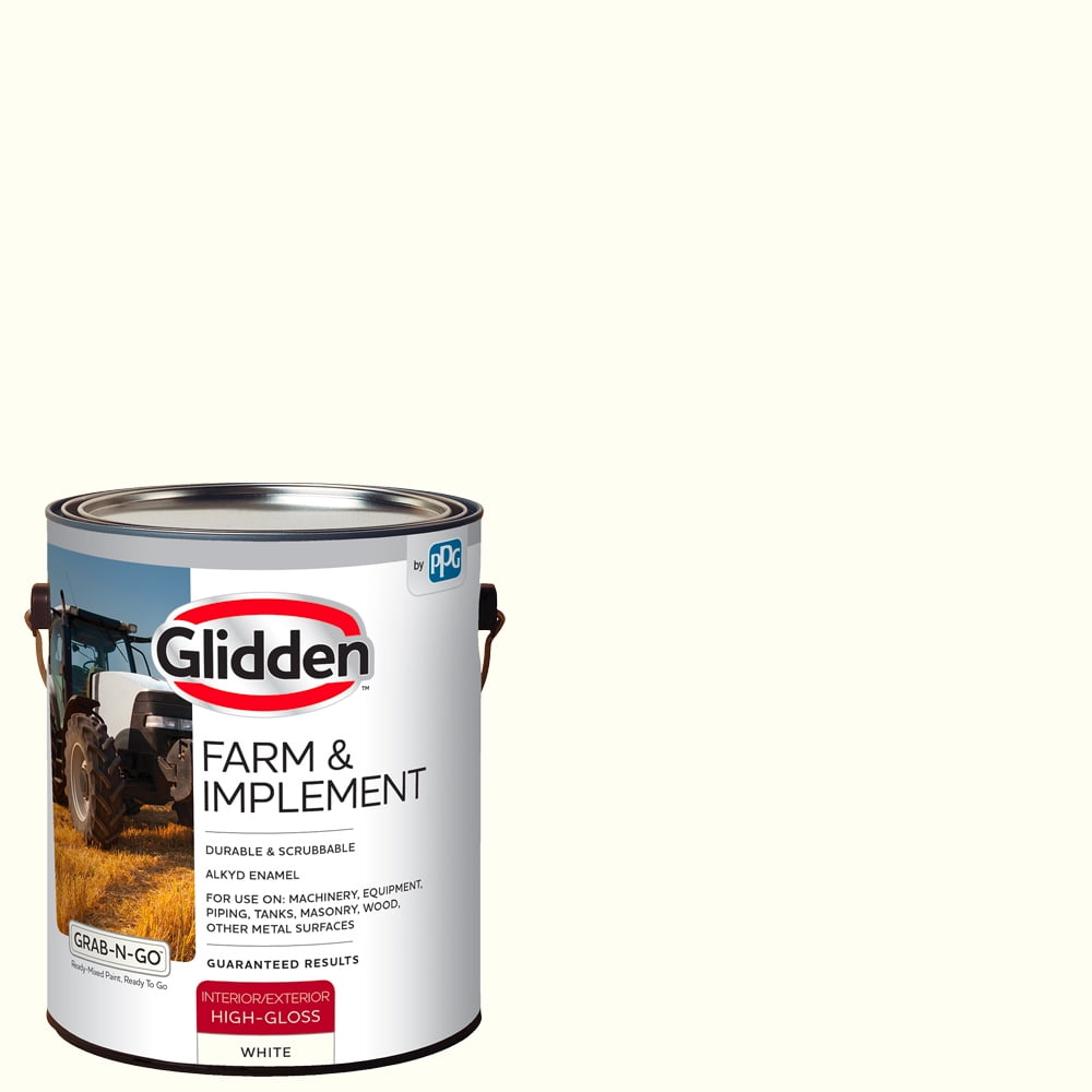 Glidden Farm & Implement Paint, White, High Gloss, 1 Gallon