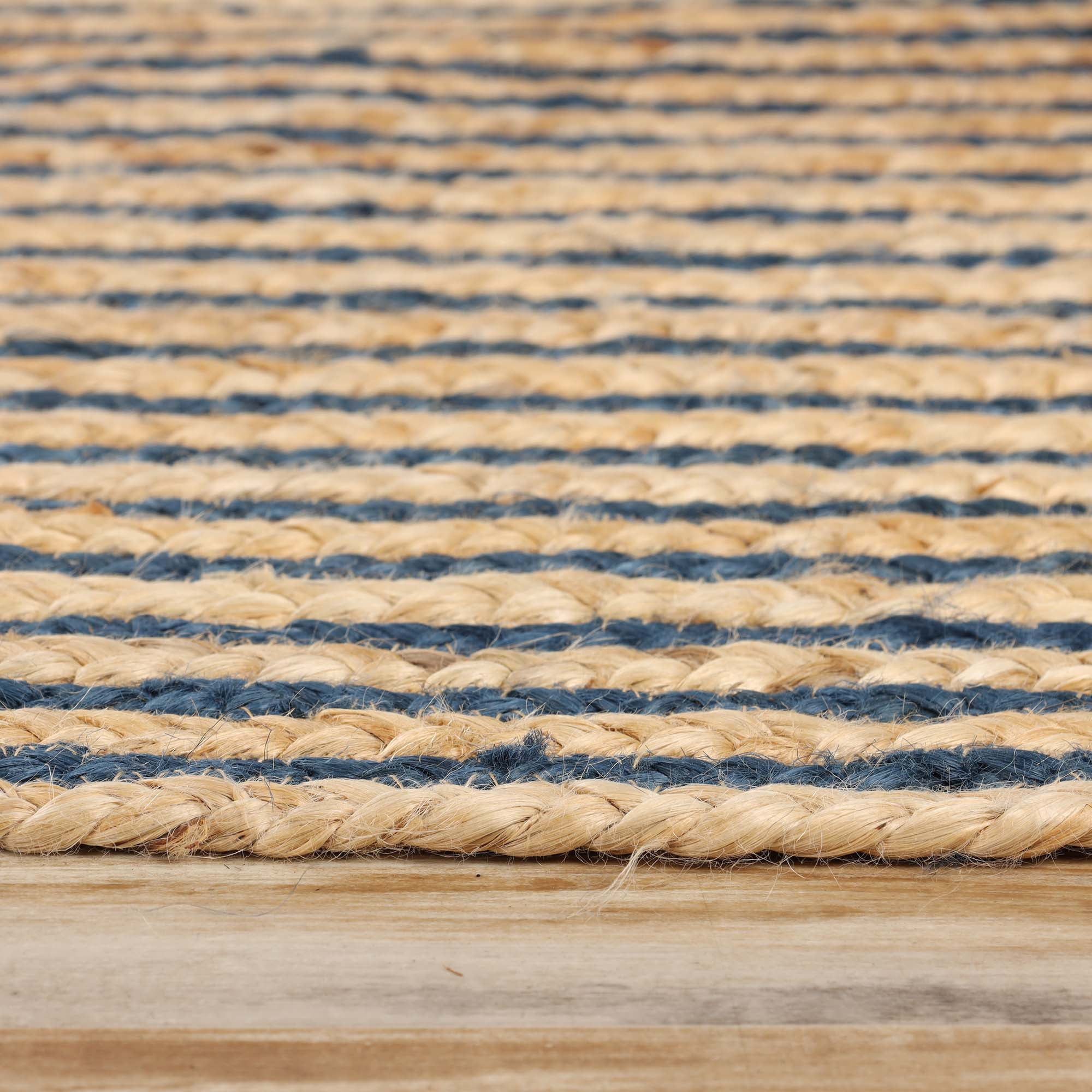 Superior Braided Jute Handwoven Indoor Outdoor Area Rug, 2'6" x 8', Navy Blue