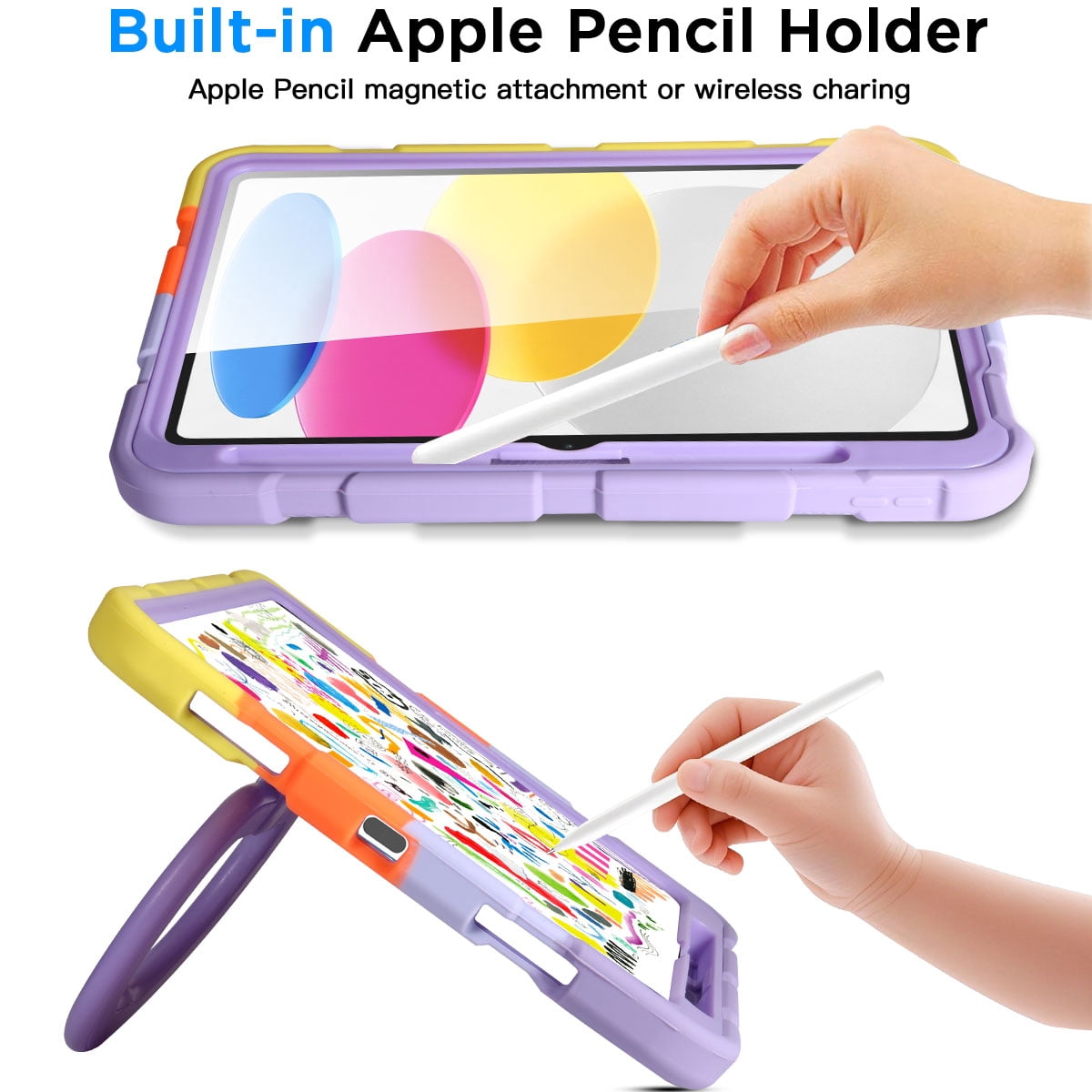 AICase For Apple iPad (A16) 11th Generation 11 Inch 2025 Case Shockproof Rugged Cover Heavy Duty 360 Rotating Protective Kickstand Cover Built-in Pencil Holder +Screen Protector