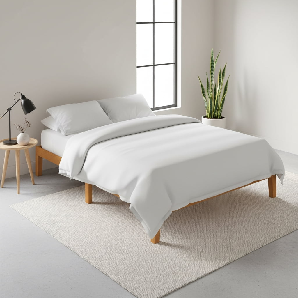 ACCVER Solid Wood Twin Size Bed Frame - 12in Natural Pine Platform Base with Wood Slats, Noise-Free & No Box Spring Needed, Natural Finish, Easy Assembly