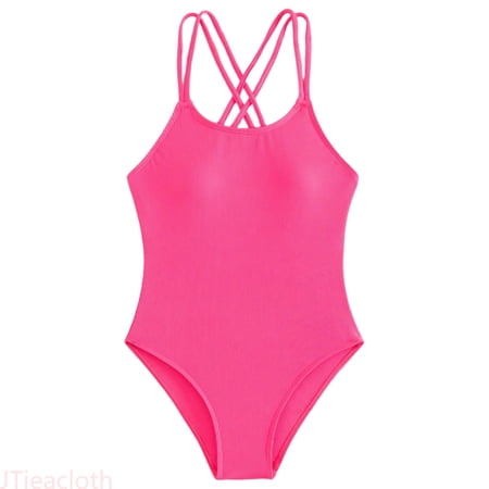 JTieacloth Girls One-Piece Swimwear Girls Swimsuit For Hot Beach Pool Party Rash Guard Swimwear Pink 10-11 Years